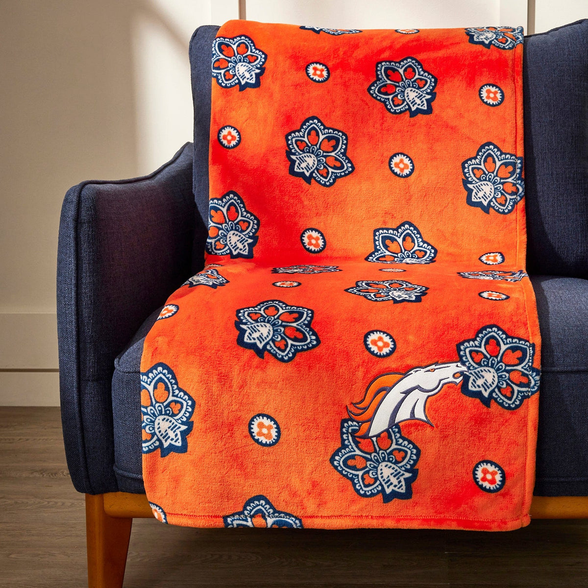 NFL Oversized Throw Blanket in Denver Broncos Bandana