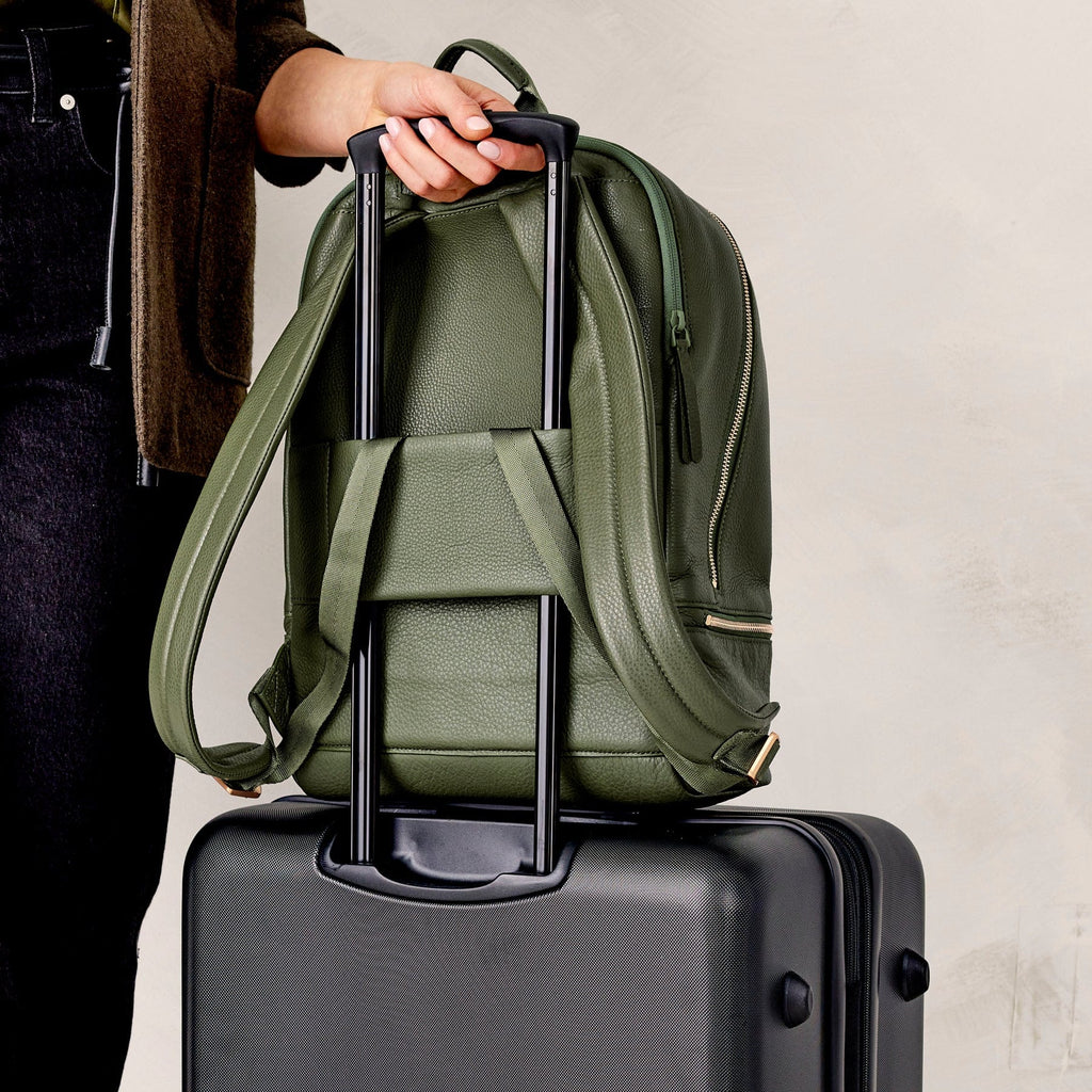 Leather Chancery Backpack in Bronze Green