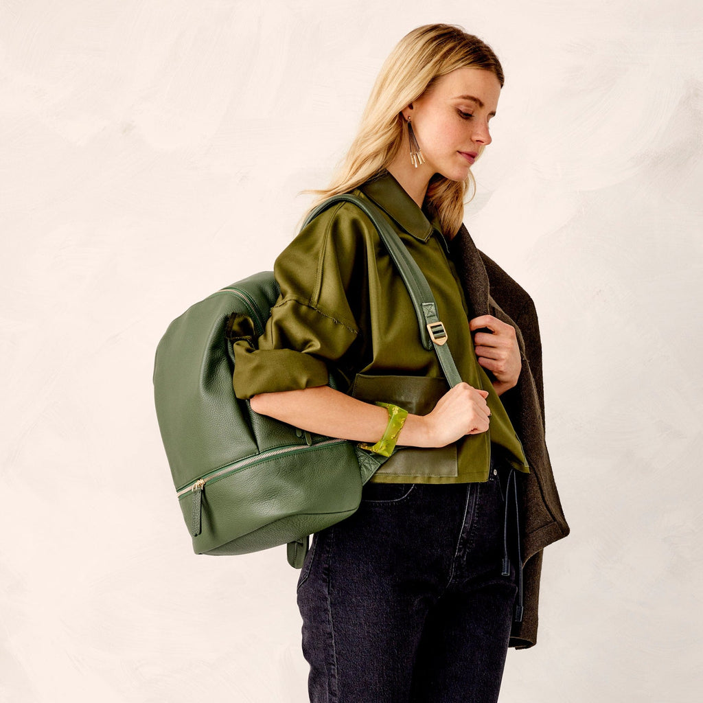 Leather Chancery Backpack in Bronze Green