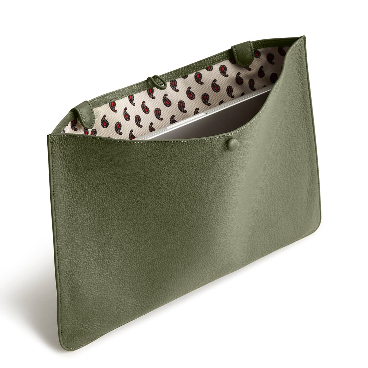 Leather Laptop Insert in Bronze Green