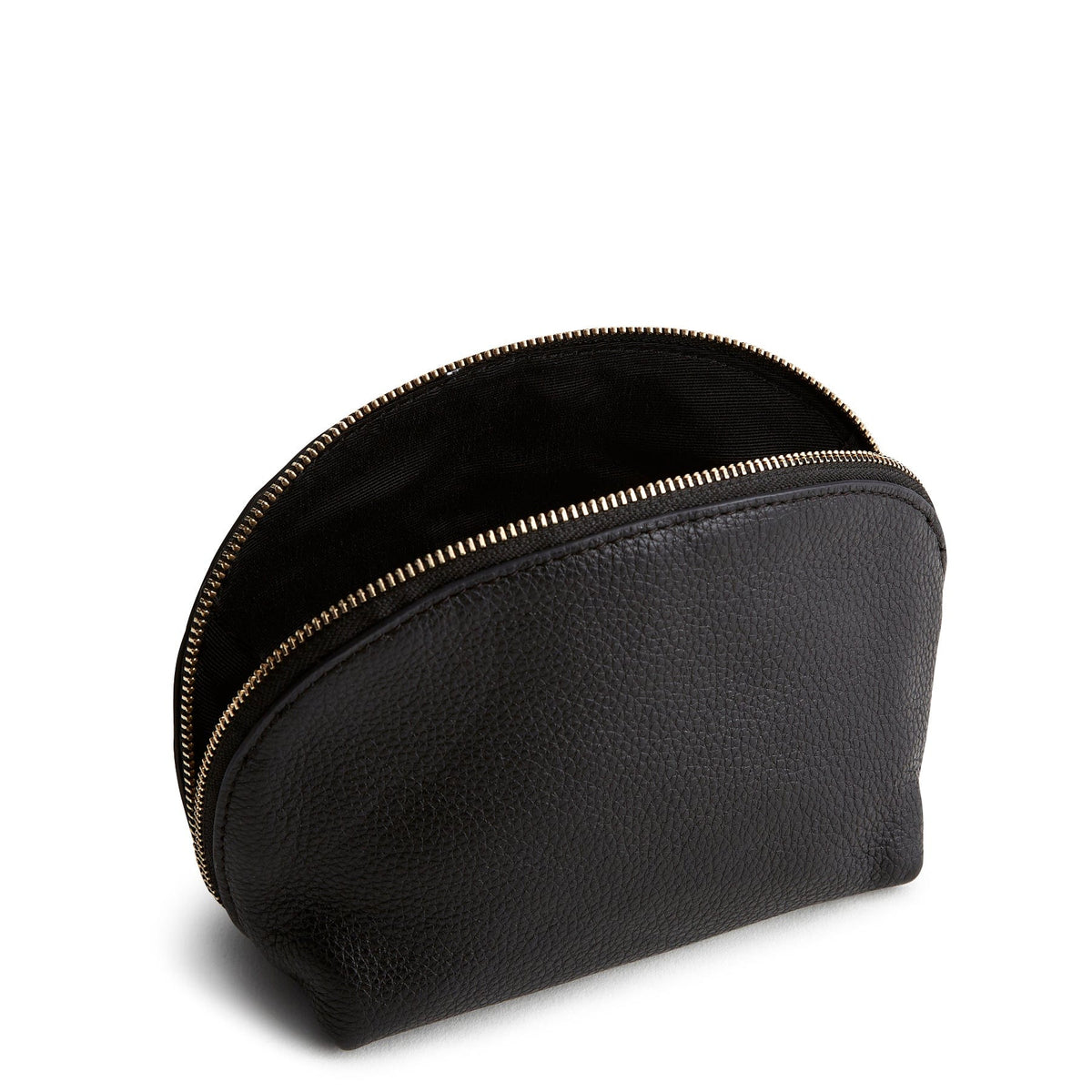 Leather Mini Dome Cosmetic Bag in Moonless Night