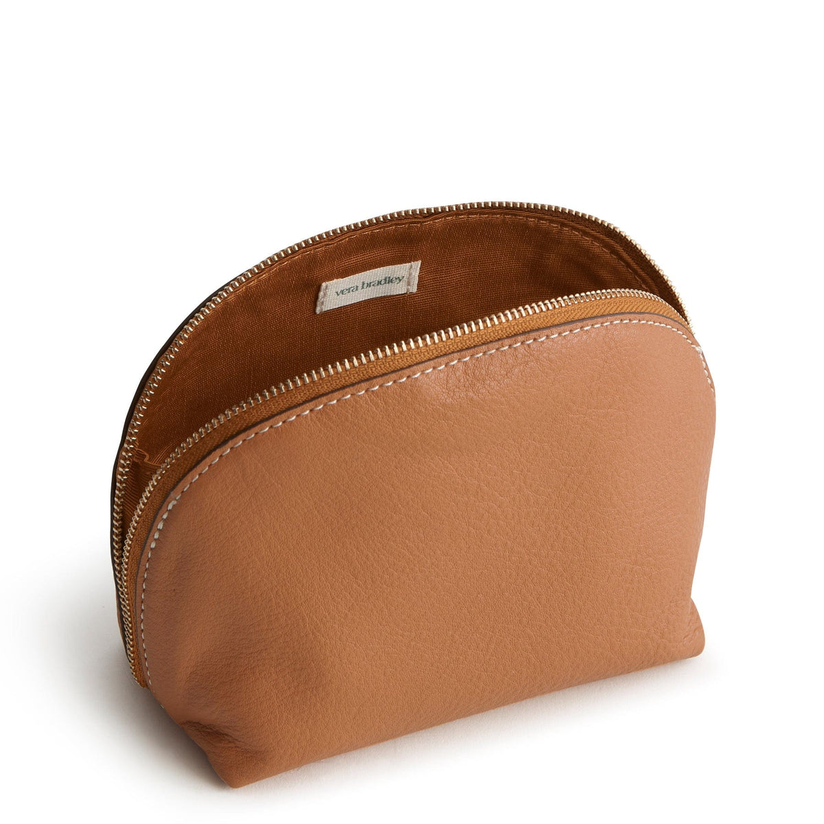 Leather Mini Dome Cosmetic Bag in Roasted Pecan