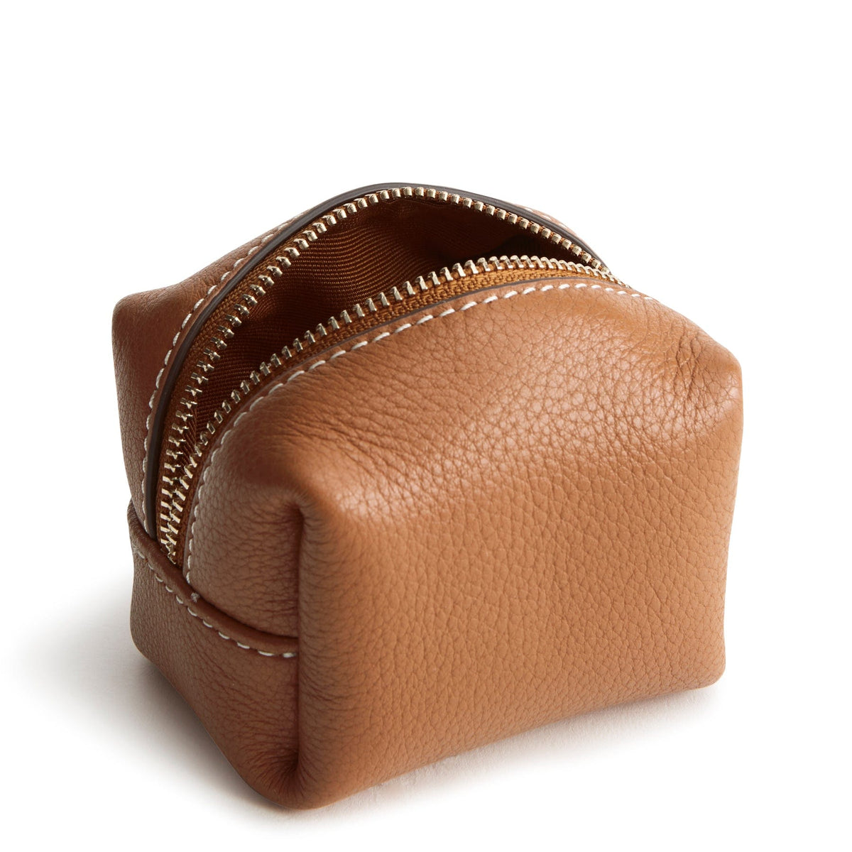Leather Mini Cosmetic Bag in Roasted Pecan
