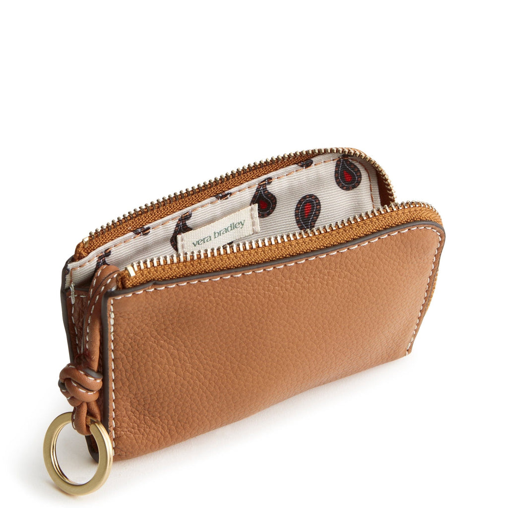 Leather Zip Card Pouch in Roasted Pecan