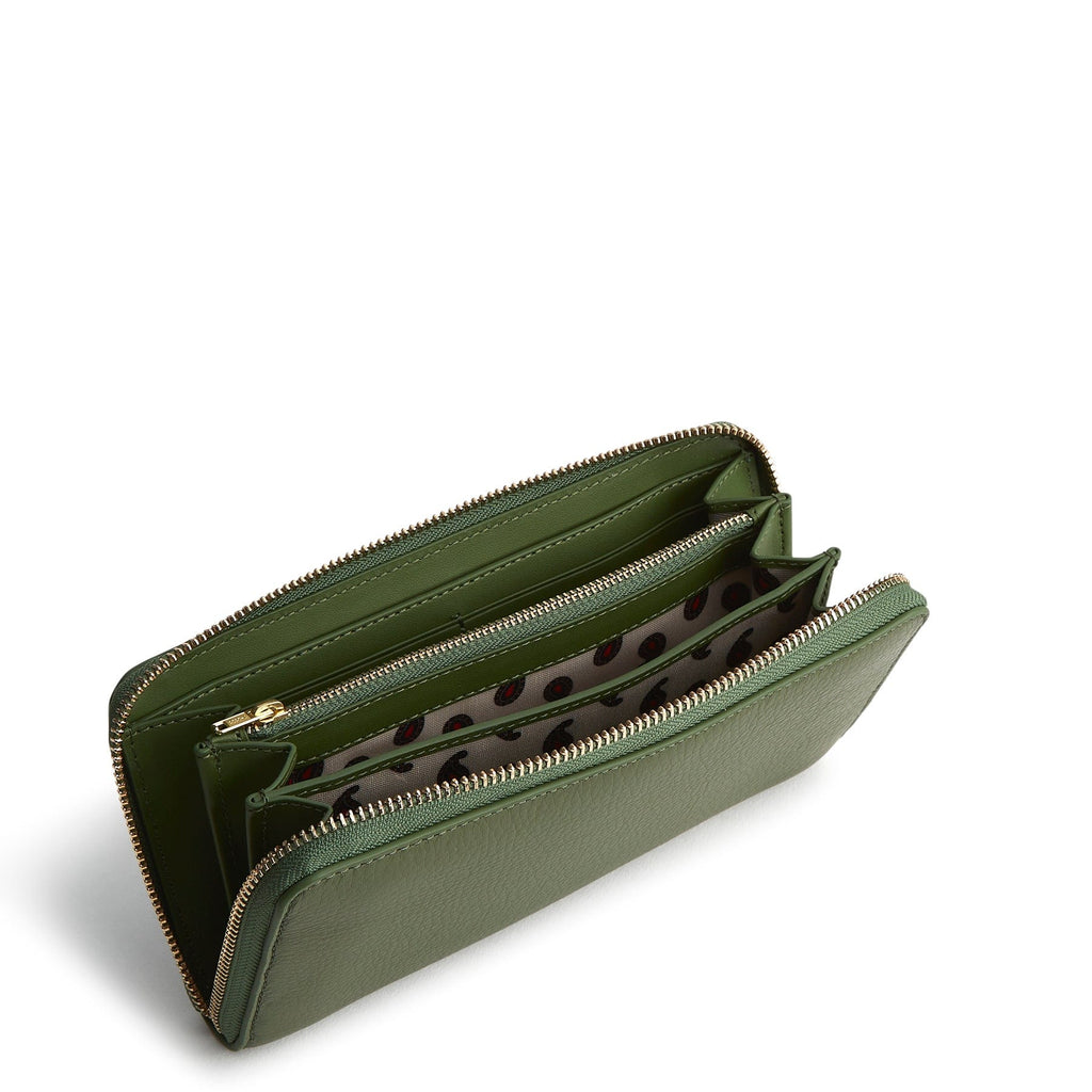 Leather Continental Wallet in Bronze Green