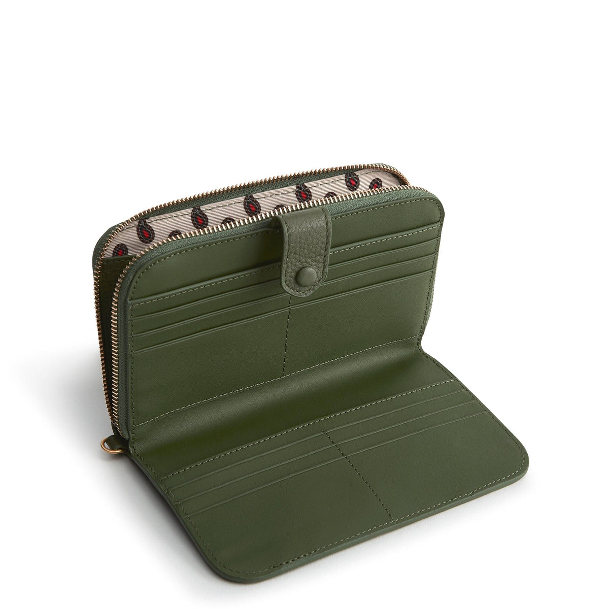 Leather Large Tab Wallet in Bronze Green