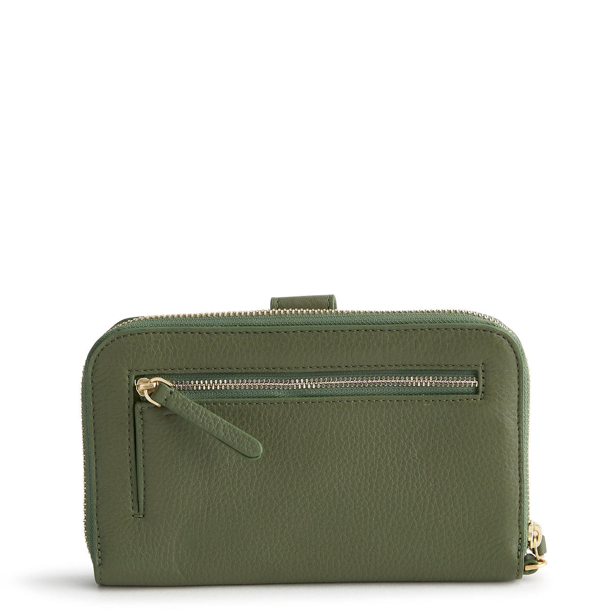 Leather Large Tab Wallet in Bronze Green