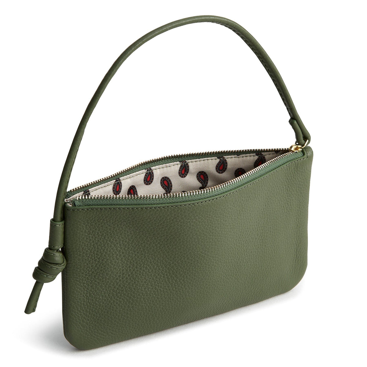 Leather Knotted Wristlet in Bronze Green