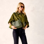 Leather Marcelle Shoulder Bag in Bronze Green