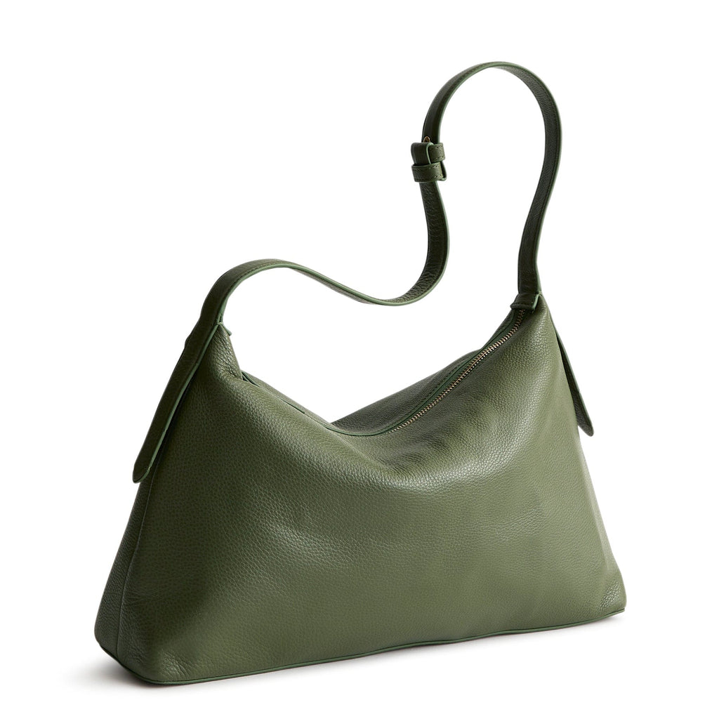 Leather Marcelle Shoulder Bag in Bronze Green