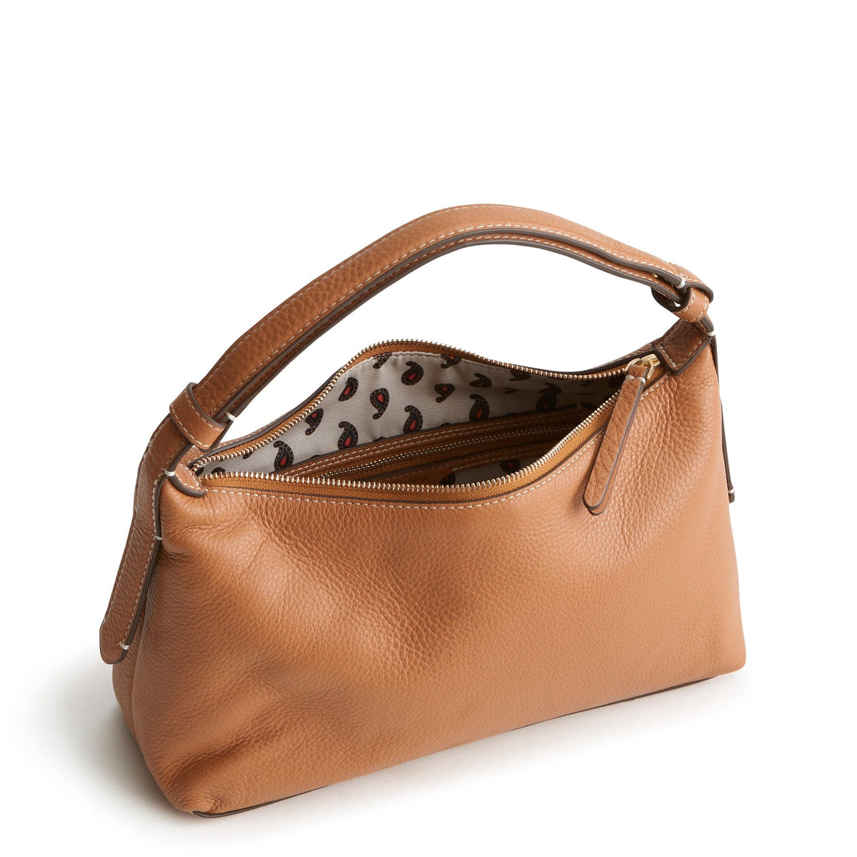 Leather Roxbury Crescent Shoulder Bag in Roasted Pecan