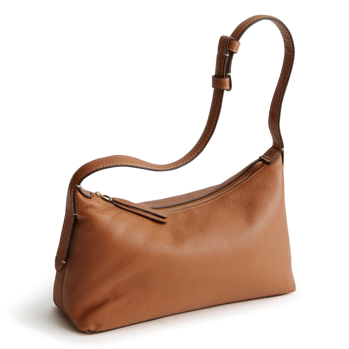 Leather Roxbury Crescent Shoulder Bag in Roasted Pecan