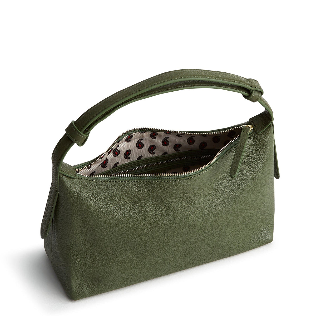 Leather Roxbury Crescent Shoulder Bag in Bronze Green