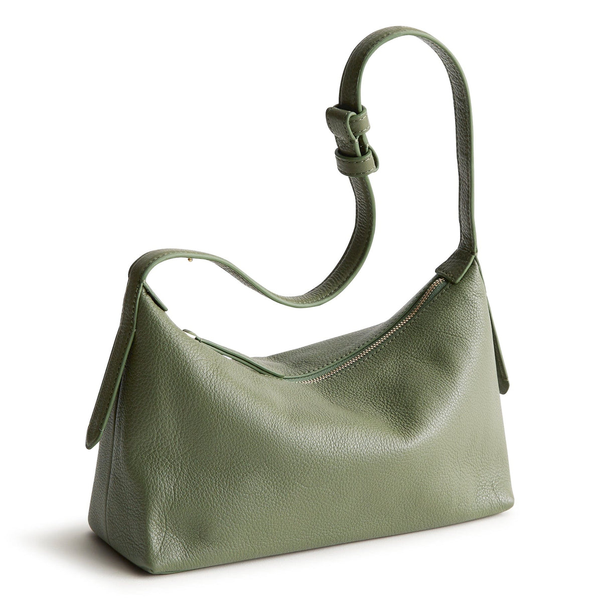 Leather Roxbury Crescent Shoulder Bag in Bronze Green