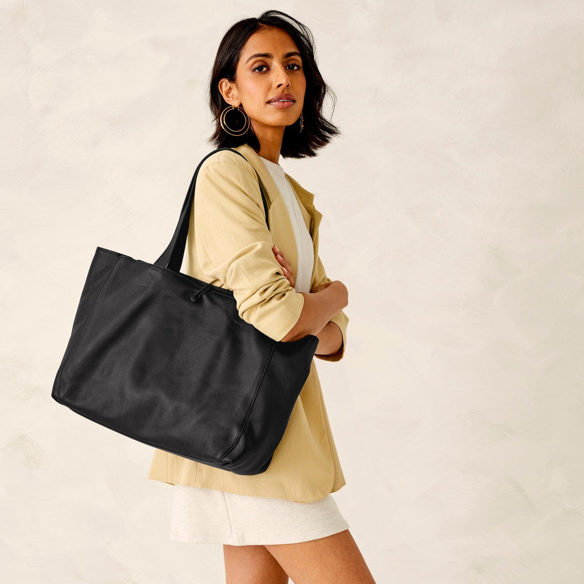 Leather Hathaway Tote Bag in Moonless Night
