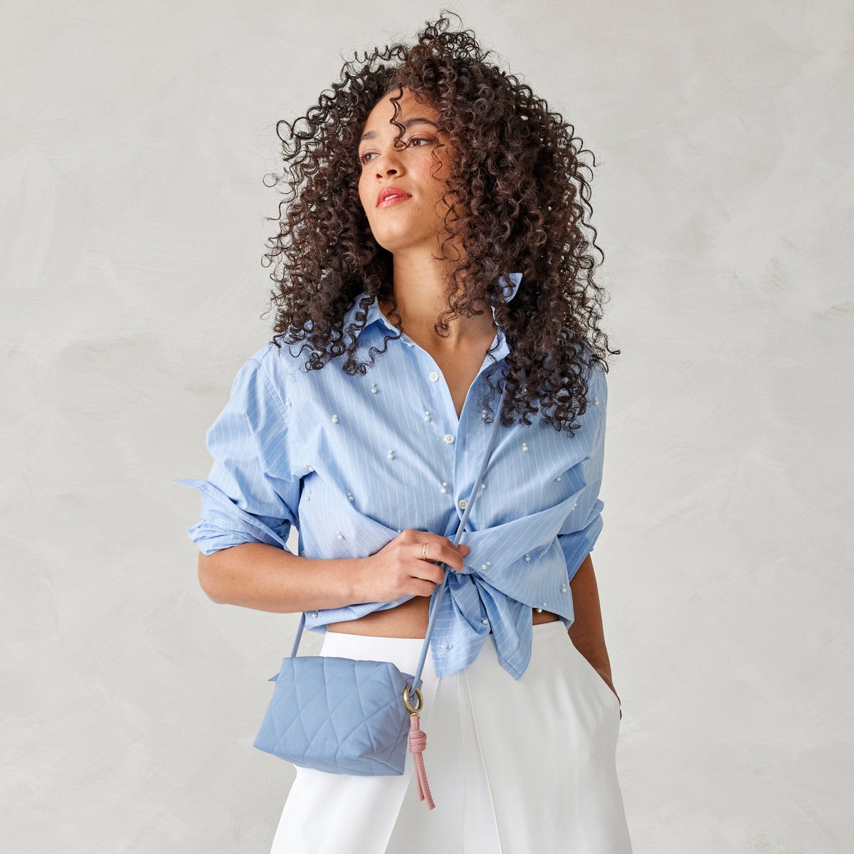 Blake Mini Crossbody Bag in Soft Chambray
