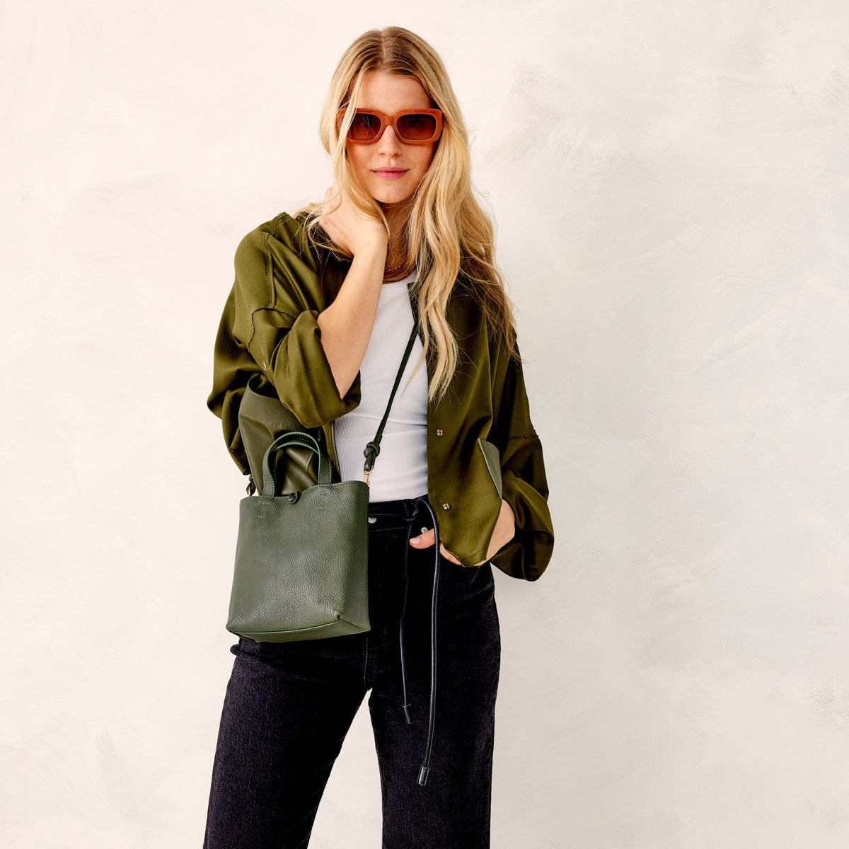 Leather Mini Original Tote Bag in Bronze Green