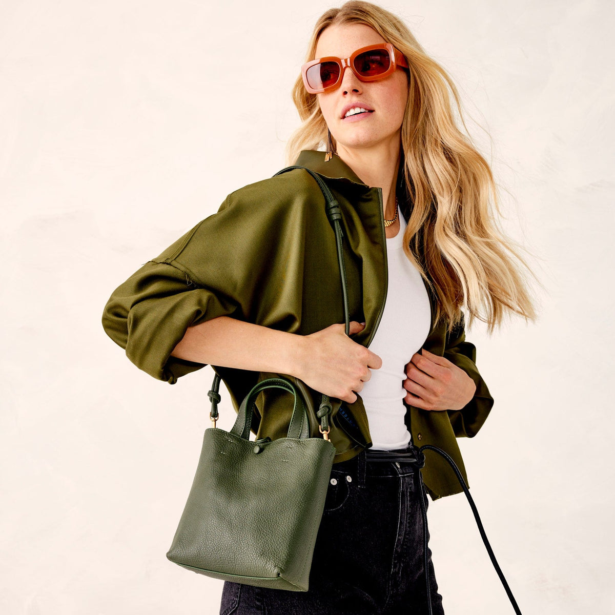 Leather Mini Original Tote Bag in Bronze Green