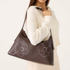 Marcelle Shoulder Bag in Appliqué Floral Coffee Bean
