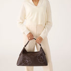 Marcelle Shoulder Bag in Appliqué Floral Coffee Bean