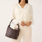 Astoria Shoulder Bag in Appliqué Floral Coffee Bean