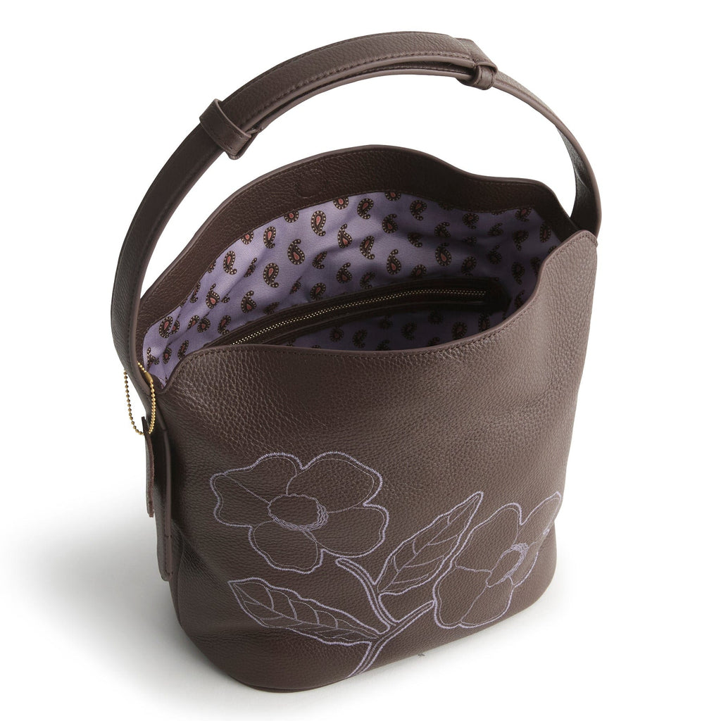 Astoria Shoulder Bag in Appliqué Floral Coffee Bean
