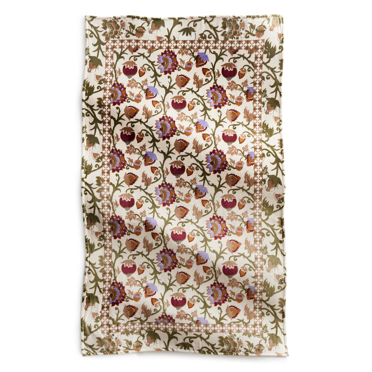 Plush Throw Blanket in Midnight Garden Paisley Antique White