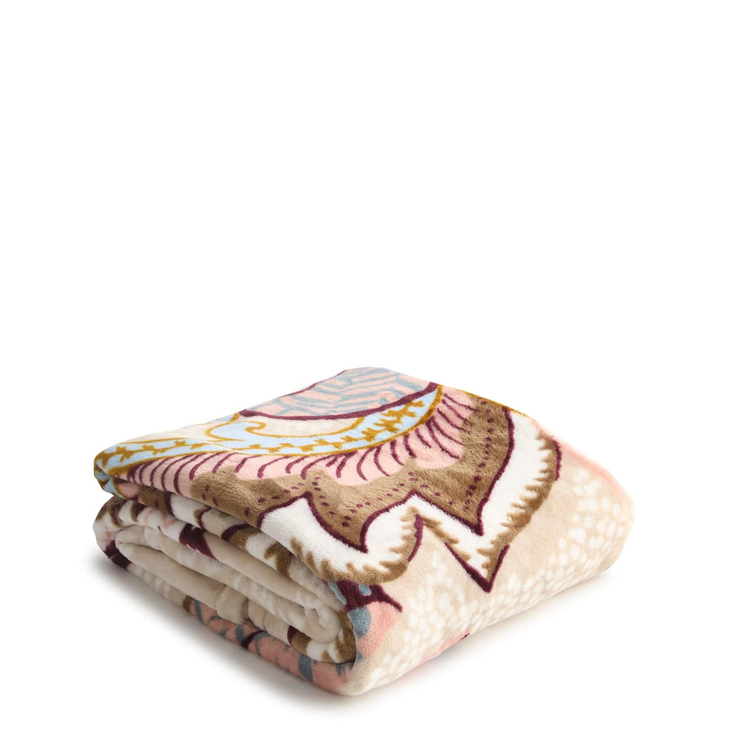 Plush Throw Blanket in Don't Leaf Me Paisley Pumice Stone