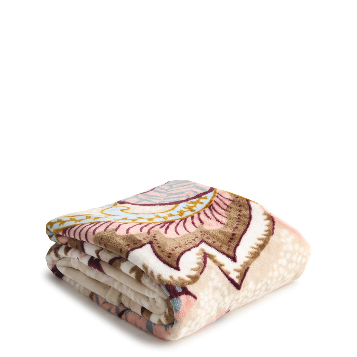 Plush Throw Blanket in Don't Leaf Me Paisley Pumice Stone