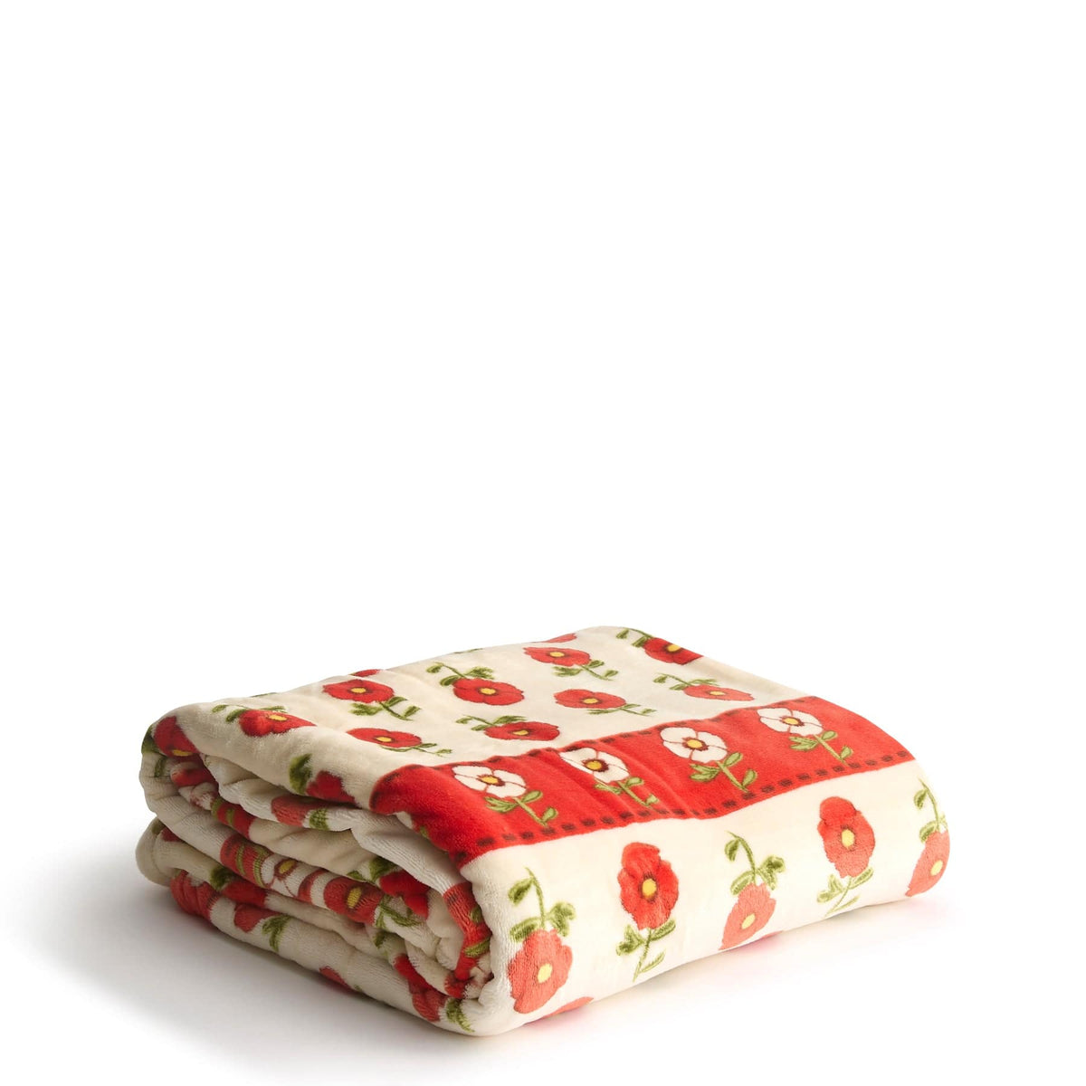 Oversized Plush Throw Blanket in Tiny Poppies Stripe