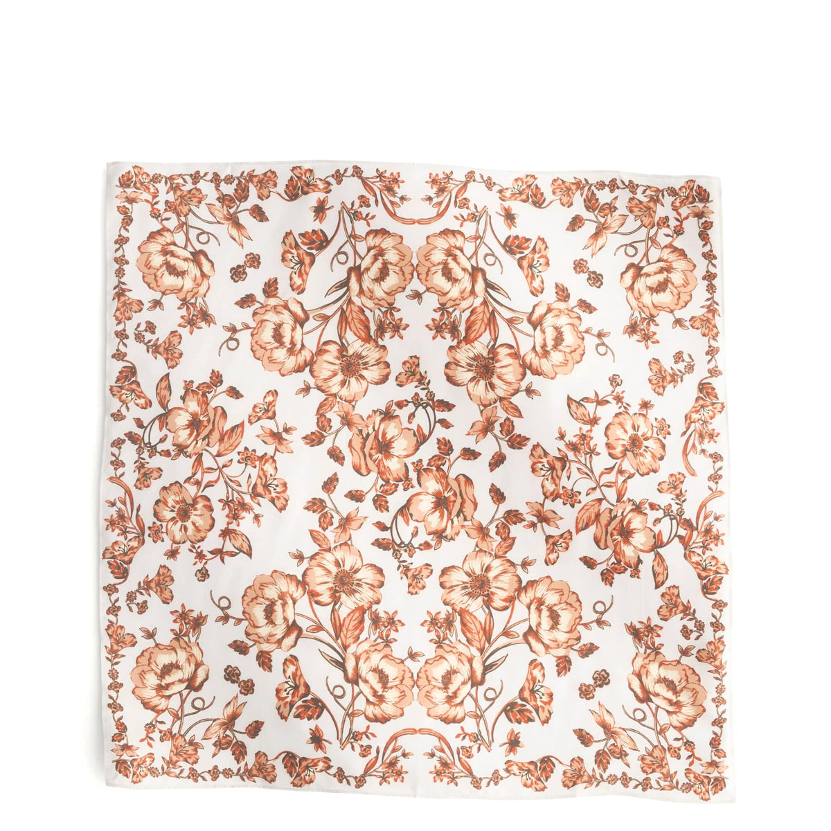 Square Silk Scarf in Cerulean Bouquet Oyster Mushroom