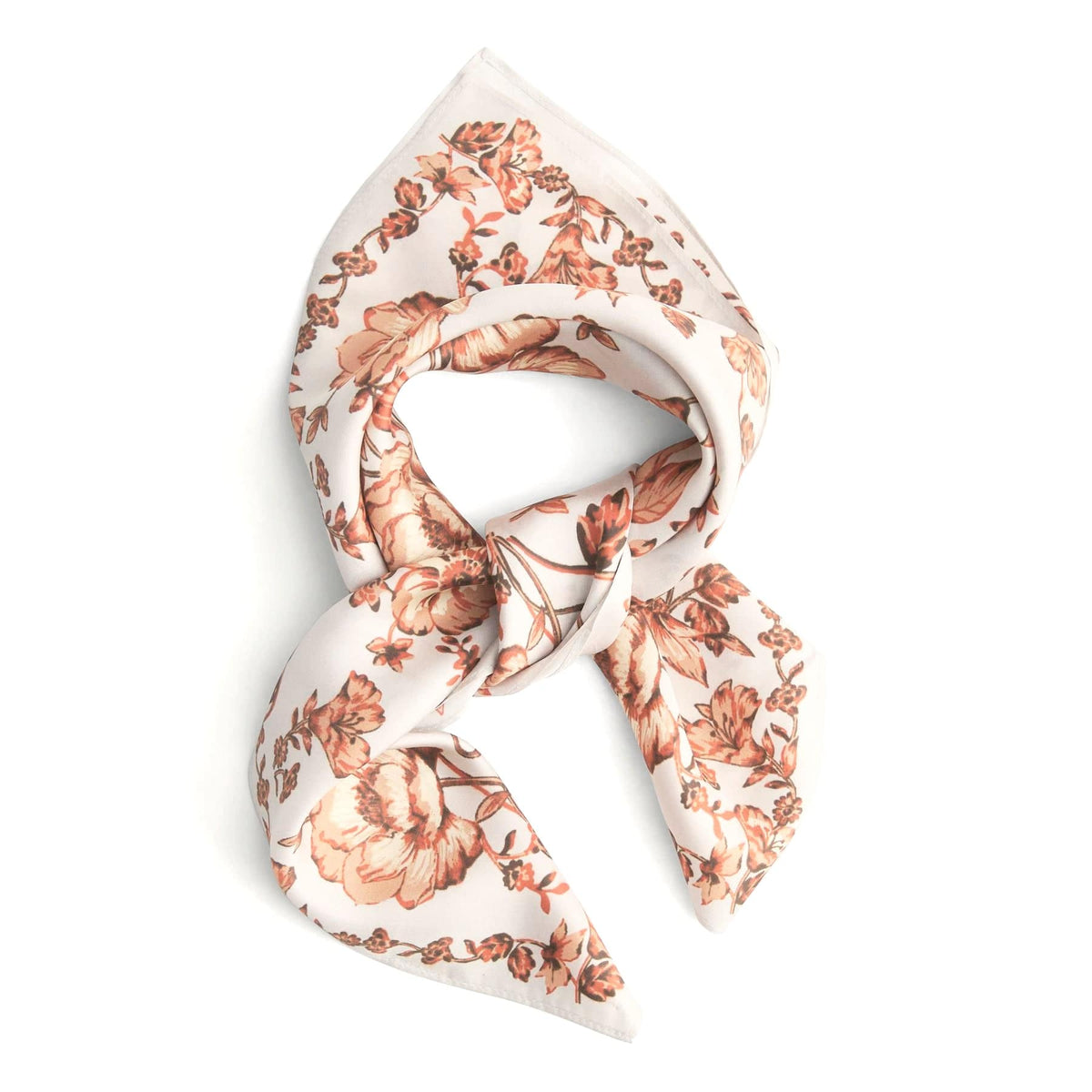 Square Silk Scarf in Cerulean Bouquet Oyster Mushroom
