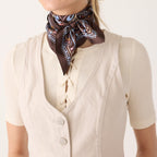 Square Silk Scarf in Starry Paisley Coffee Bean