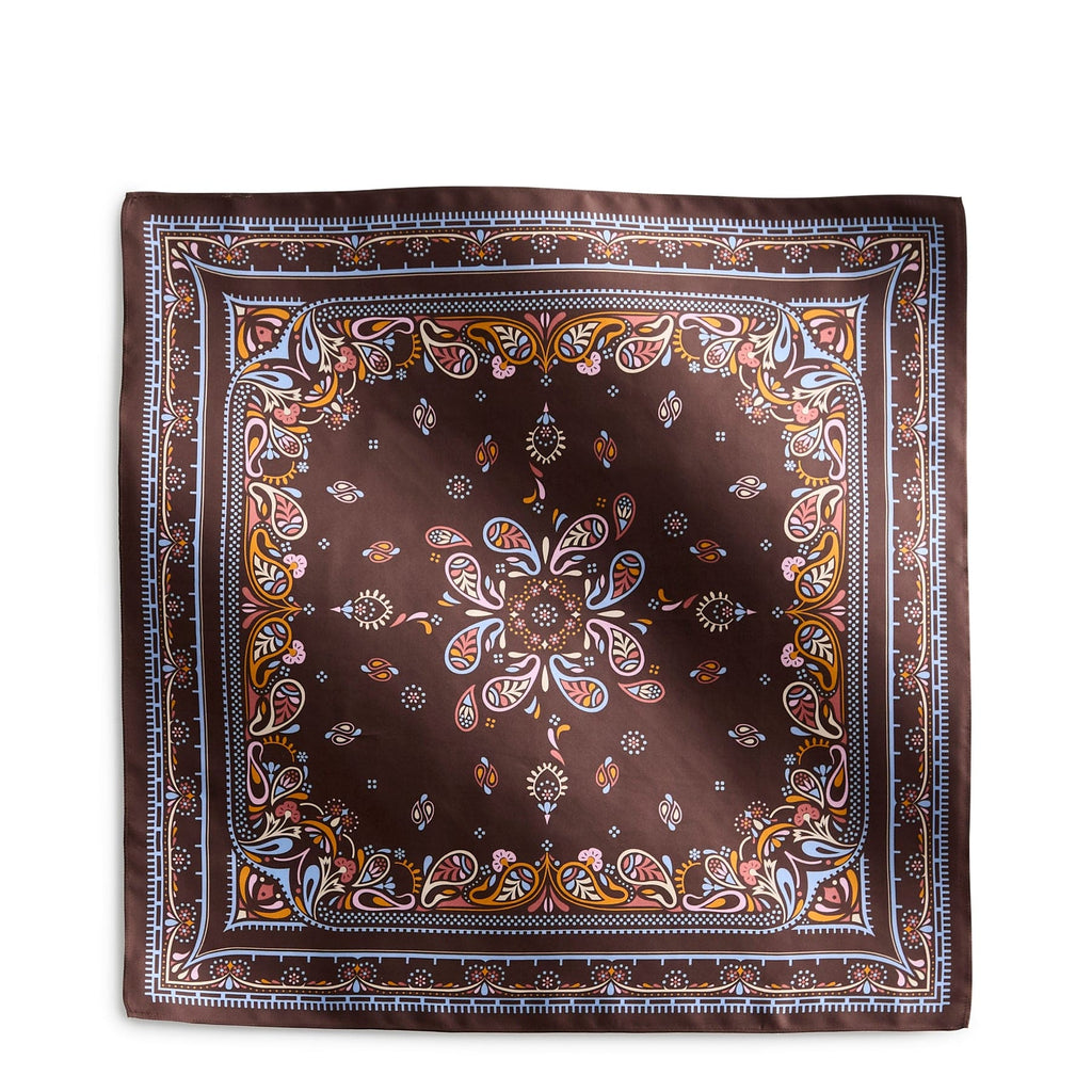 Square Silk Scarf in Starry Paisley Coffee Bean
