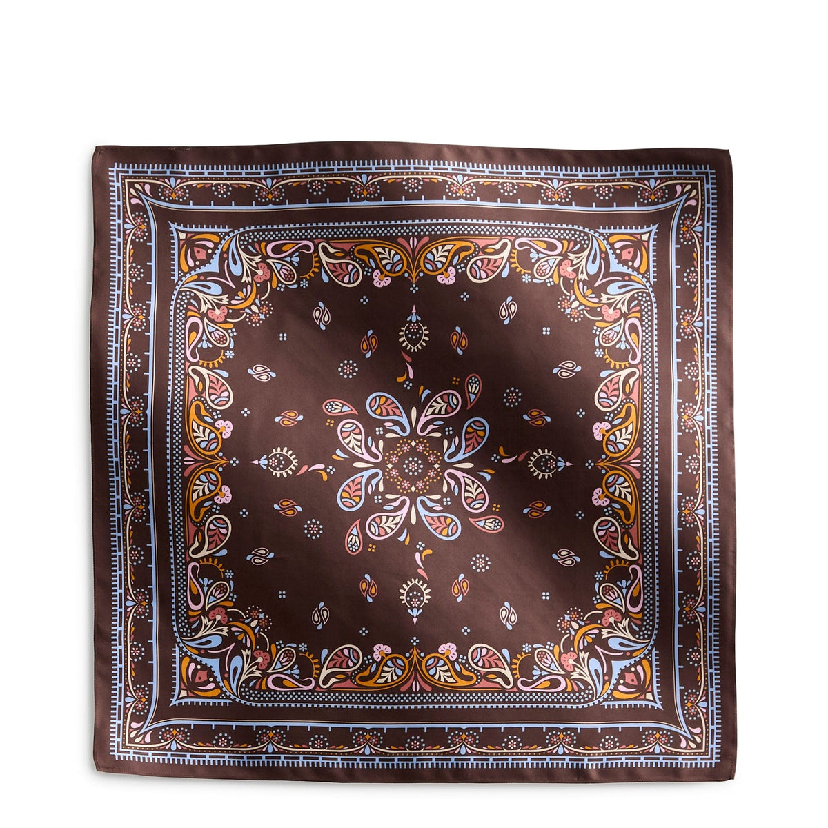 Square Silk Scarf in Starry Paisley Coffee Bean