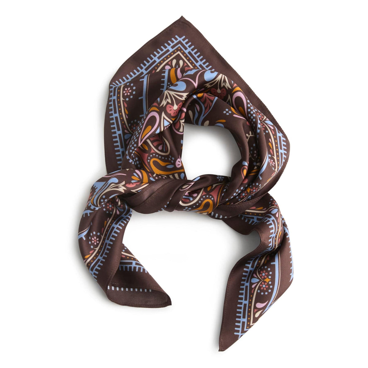 Square Silk Scarf in Starry Paisley Coffee Bean