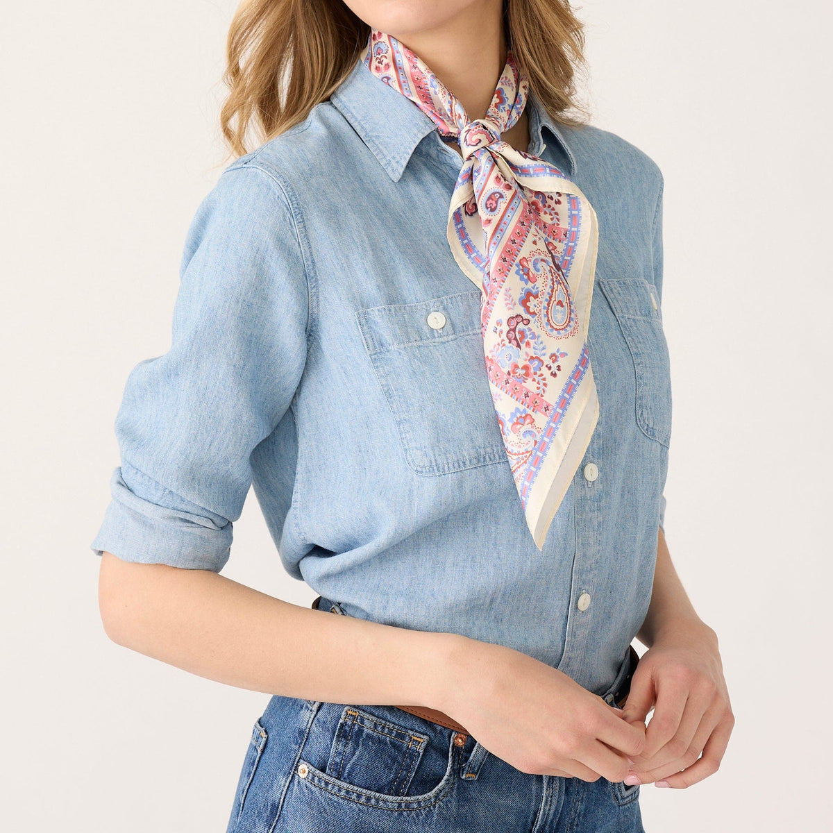 Square Silk Scarf in Heritage Border Paisley