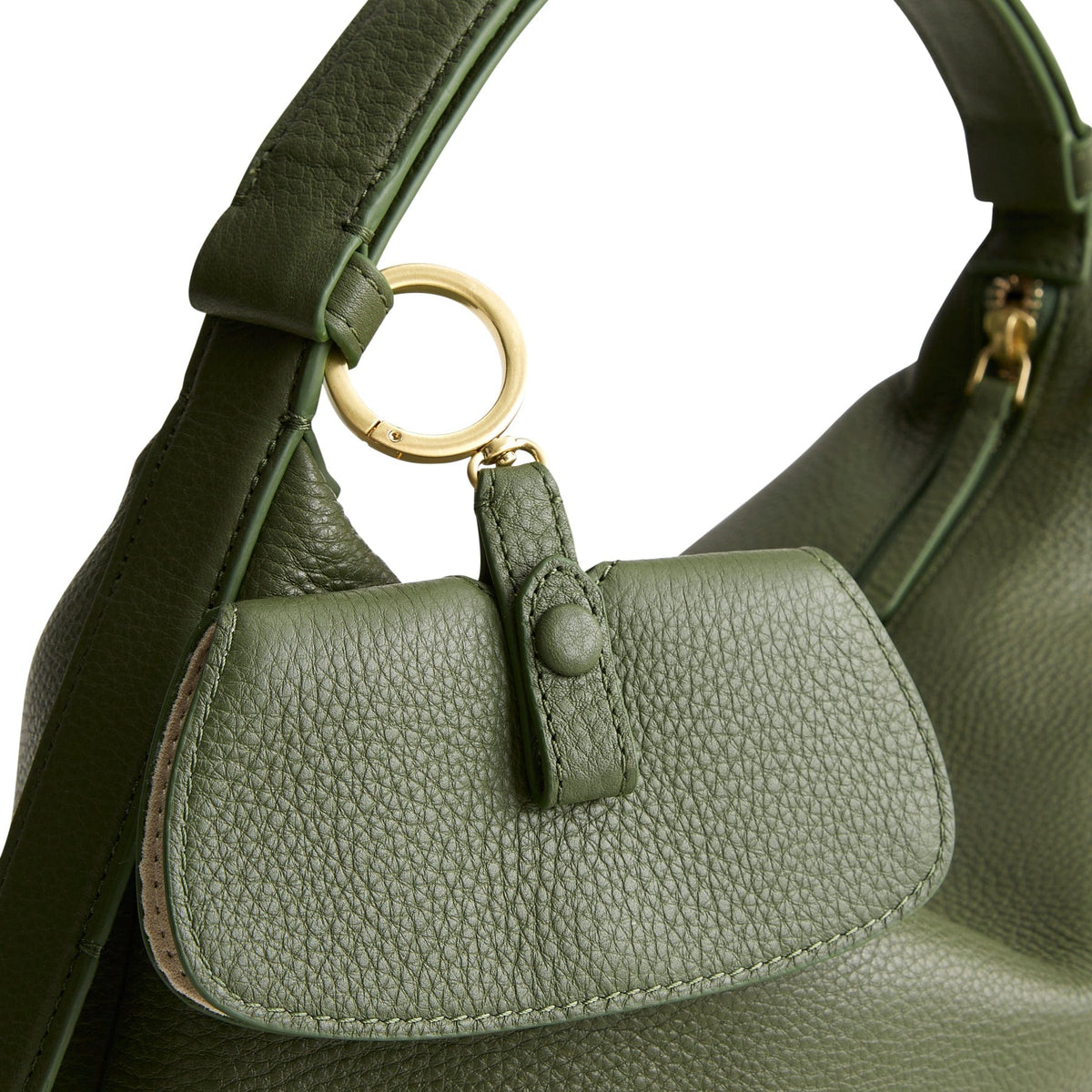 Leather Sunglasses Bag Charm in Bronze Green
