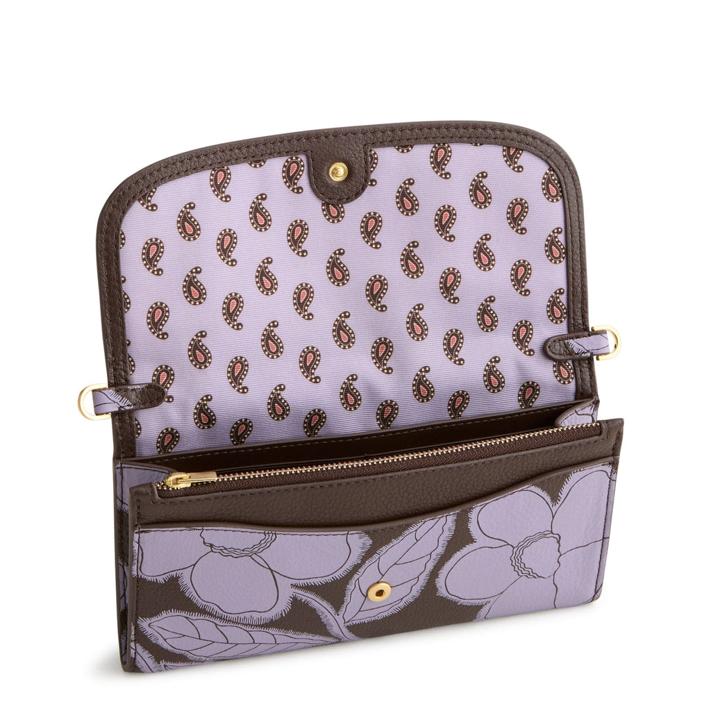 Wildwood Wallet Crossbody in Appliqué Floral Coffee Bean
