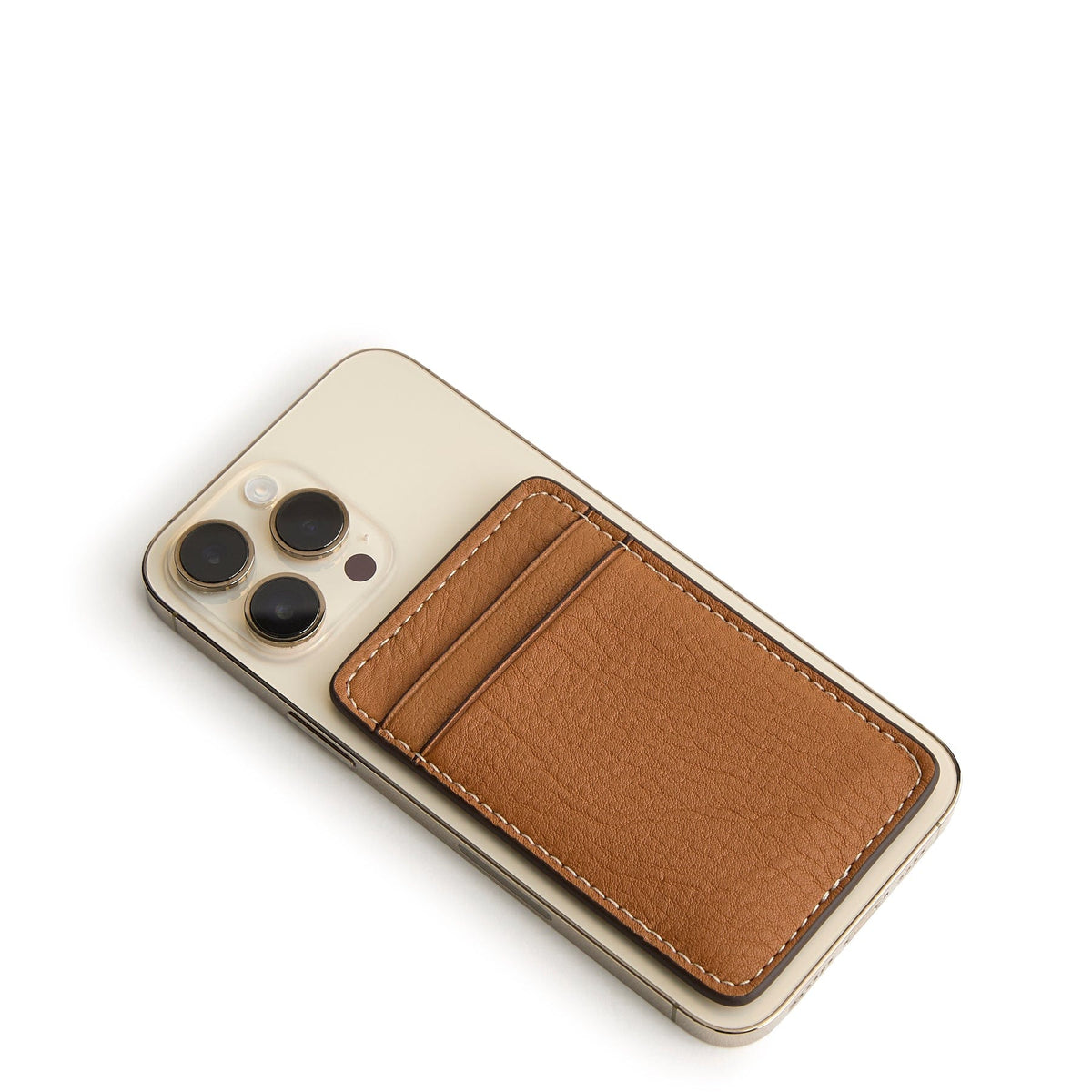 Leather Adhesive Phone Wallet in Roasted Pecan