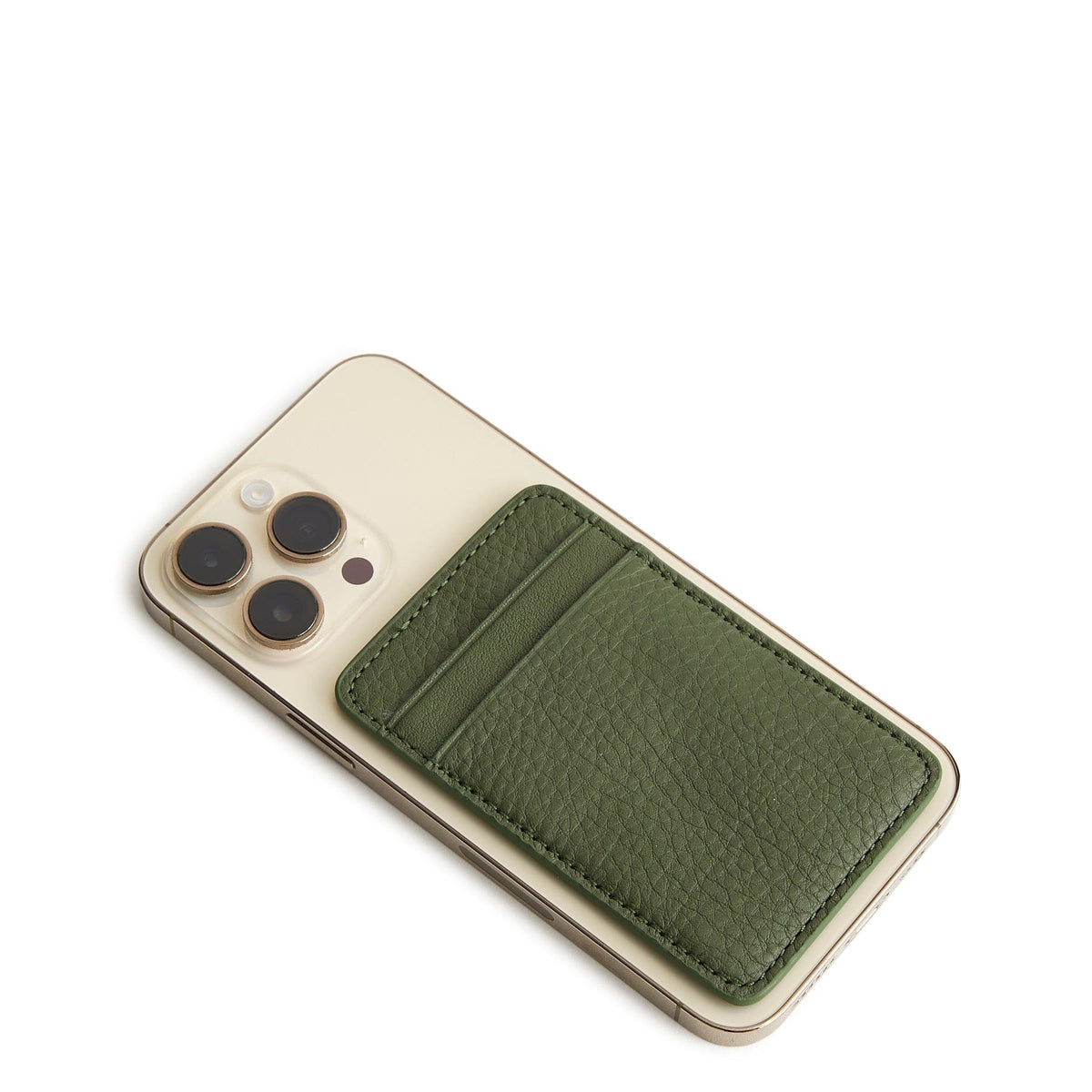 Leather Adhesive Phone Wallet in Bronze Green