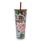 Tumbler with Straw in Leaf Me Not Paisley