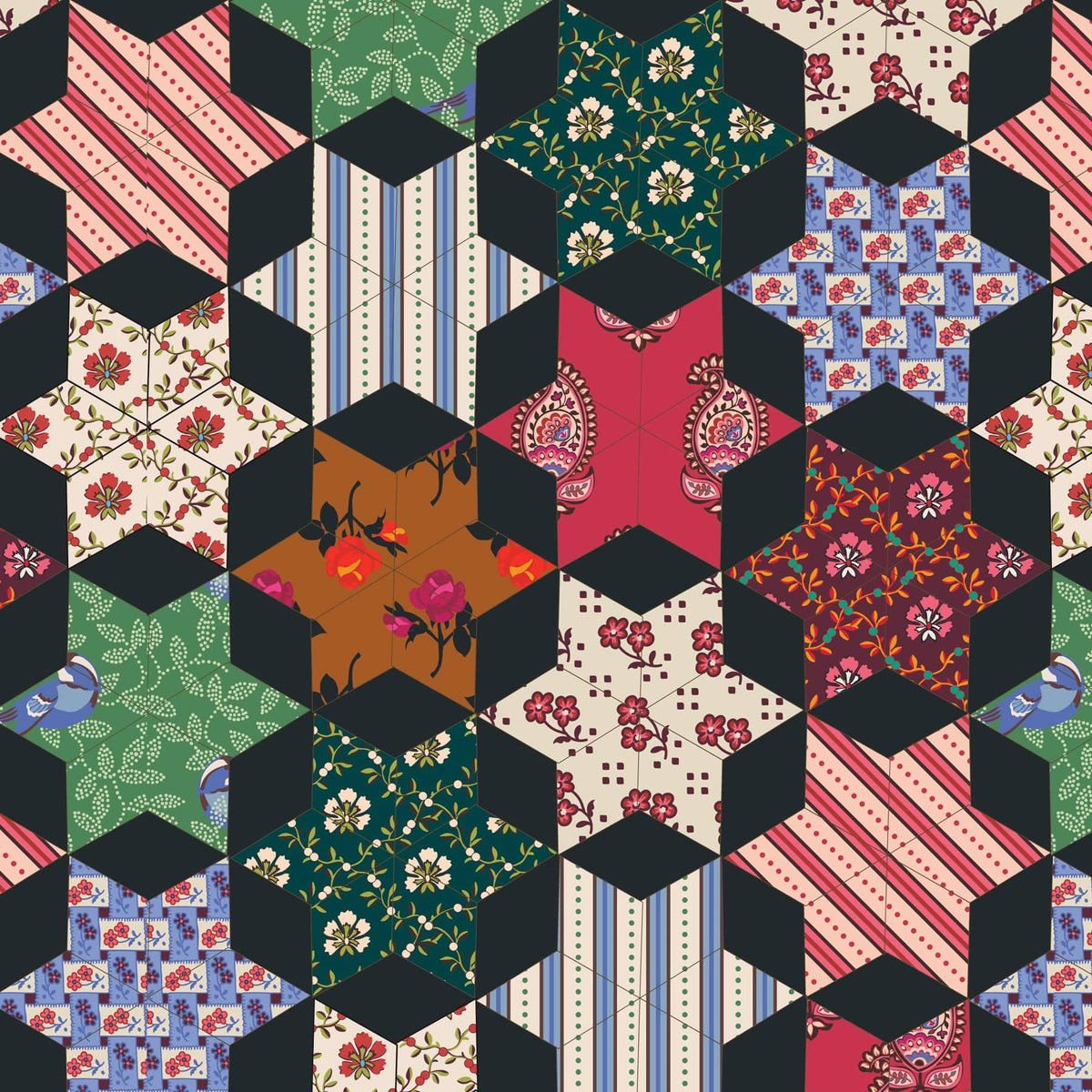 Tumbler with Straw in Star Patchwork