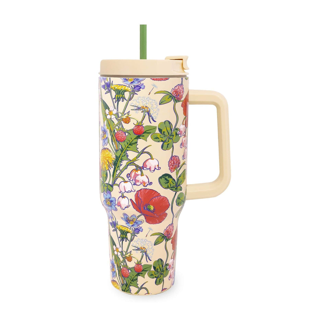 Stainless Steel XL Tumbler with Handle in All the Pretty Wildflowers