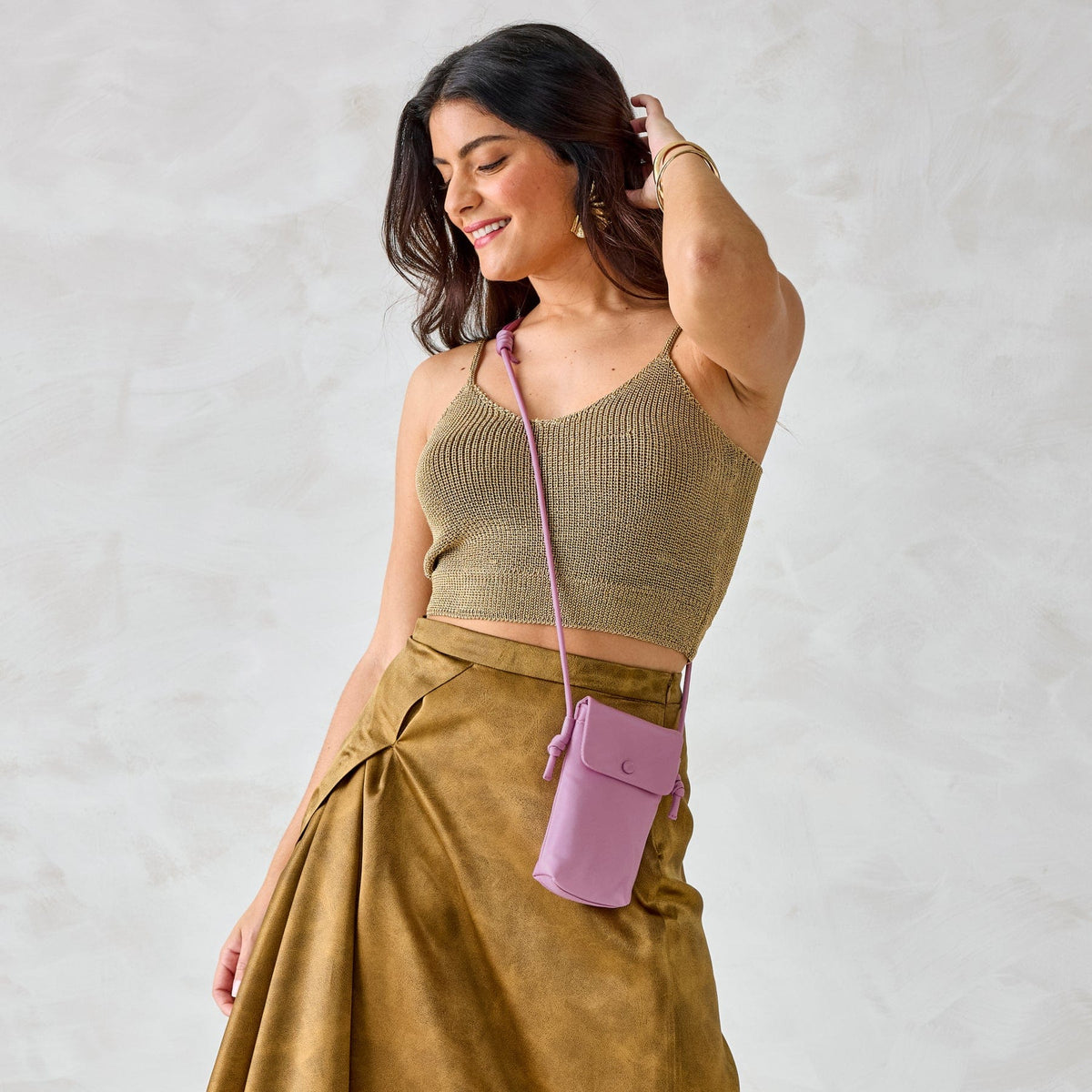 Phone Case Crossbody Bag in Smoky Grape