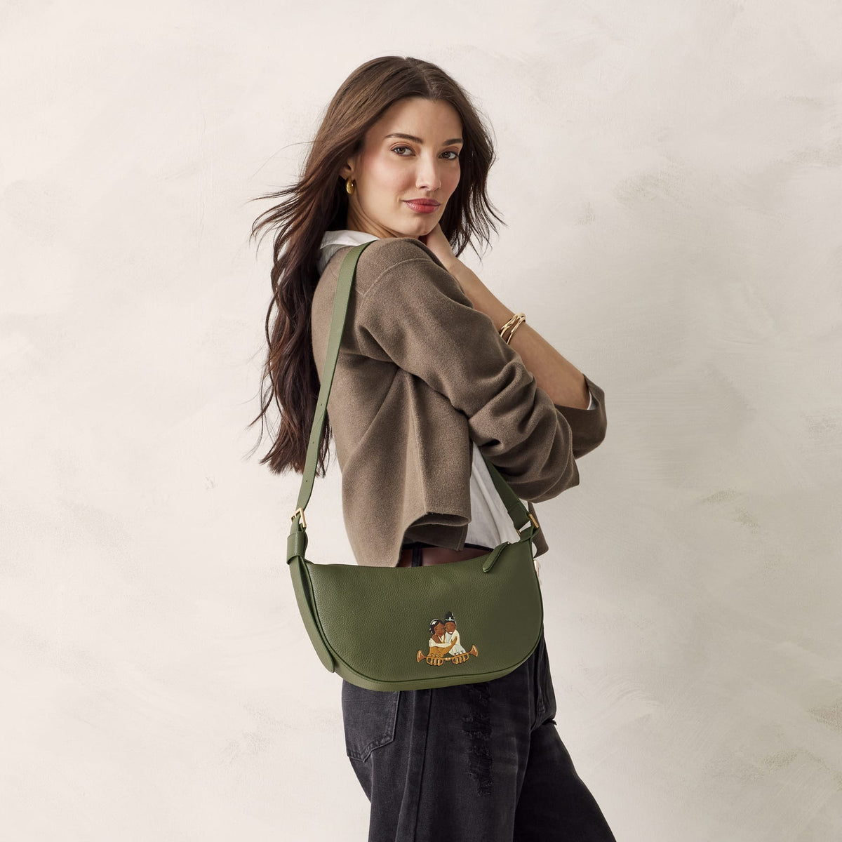 Disney Springbrook Sling Crossbody Bag in Tiana on Bronze Green