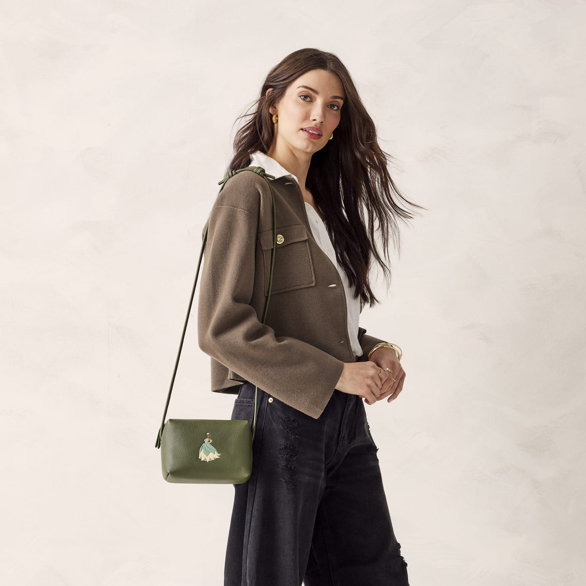 Disney Blake Crossbody Bag in Tiana on Bronze Green