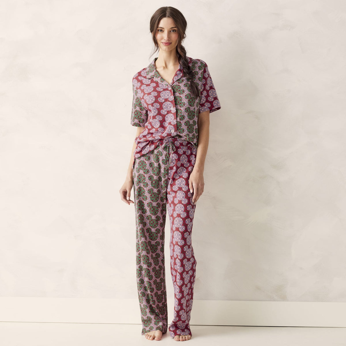 Disney Button-Down Pajama Set in Mickey Mouse Kaleidoscope Multi