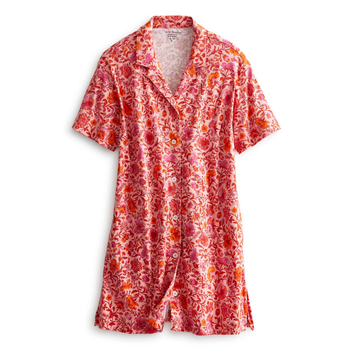 Button-Down Night Dress-Flourishing Garden Light-Image 1-Vera Bradley