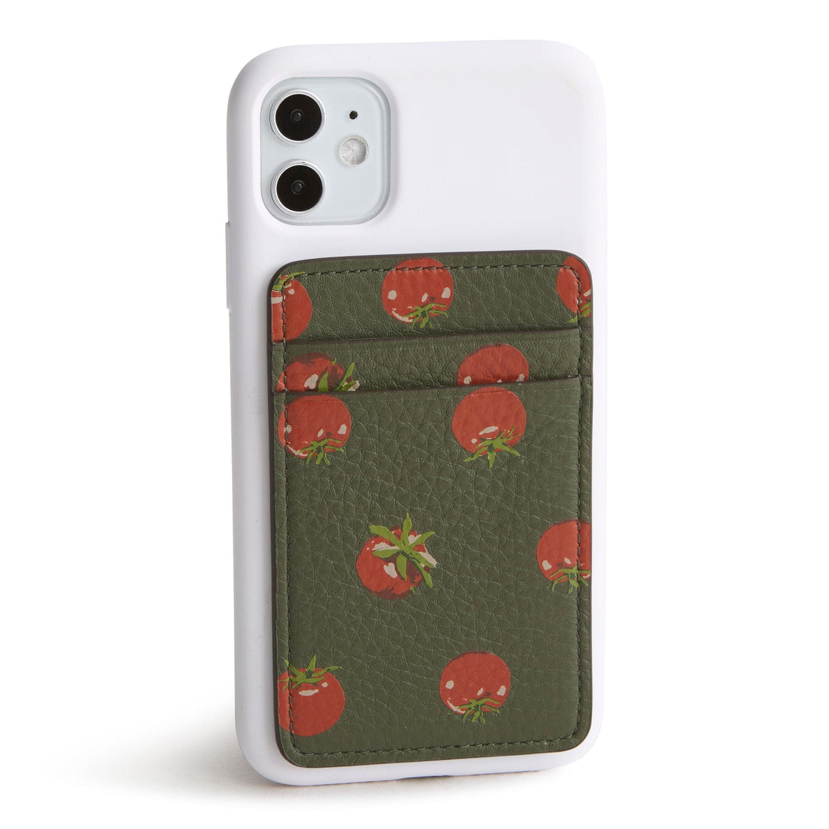 Adhesive Phone Wallet Card Holder in Tiny Tomatoes Print